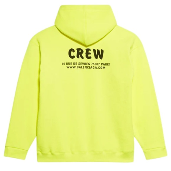 Balenciaga Oversized Crew Alphabet Printed Hoodie - Fluorescence Yellow - 2XL - Picture 9 of 9
